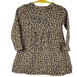 Old Navy Toddler Girl 2T Leopard Print Long Sleeve Jersey Knit Shift Dress Dots